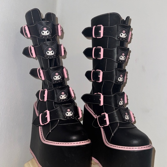 YRU Black and Pink Platform Boots - Picture 1 of 5